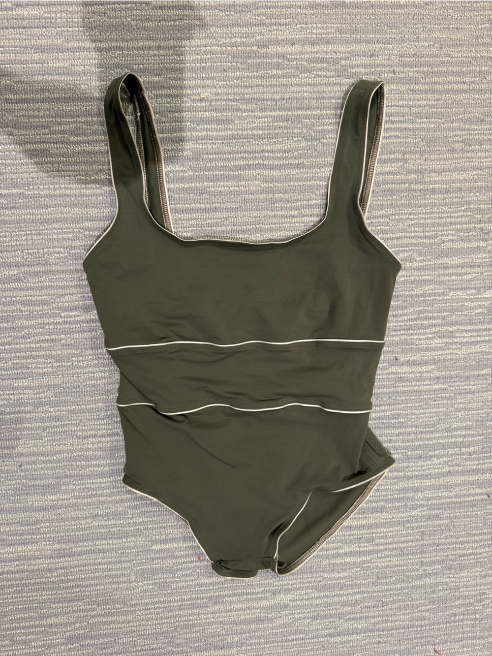 Eres Olive Green One-Piece Swimsuit with Contrast Piping size 46 (US 14)